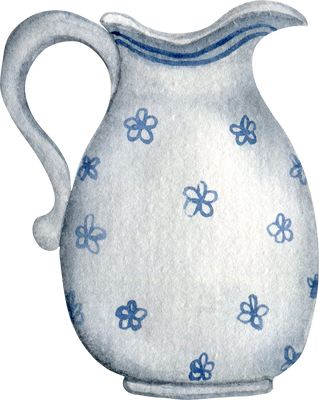 Watercolor illustration of a vintage porcelain jug