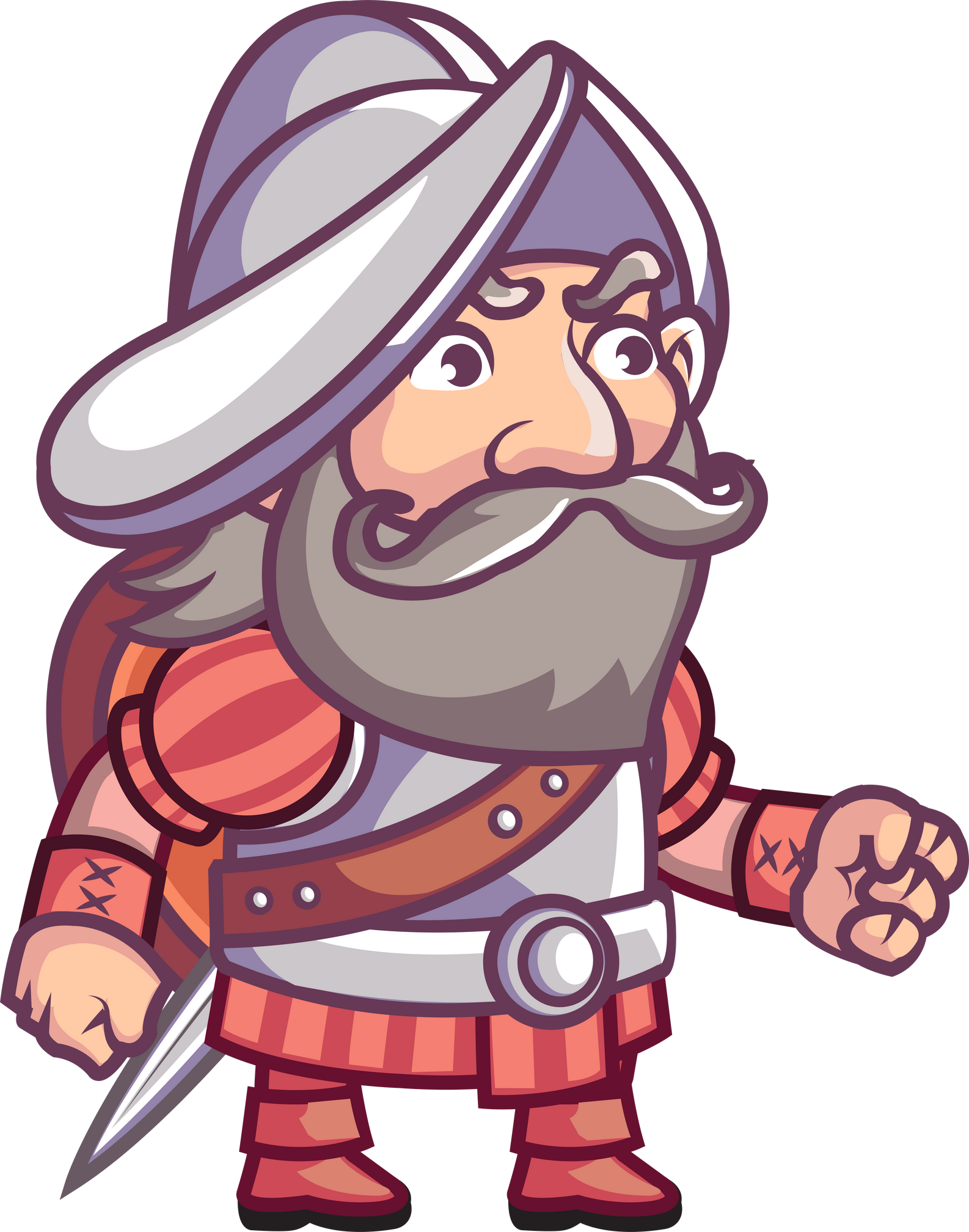 Cute Big Head Spanish Conquistador Cartoon Sticker Character